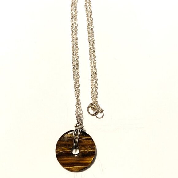 Tiger’s Eye Donut Pendant Necklace – Courage, Focus & Grounded Power - Picture 3 of 7
